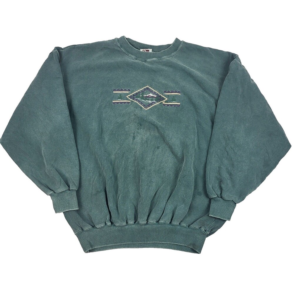 Vintage Art Unlimited Sweatshirt Crewneck Faded Northern Wilderness green Size L